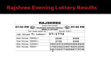 rajshree lottery result today evening 7.30 pm|Rajshree Lottery Result .